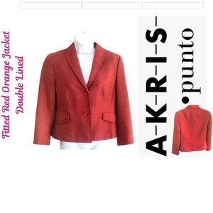 Gently Worn Akris Punto Red Orange Jacket Like New